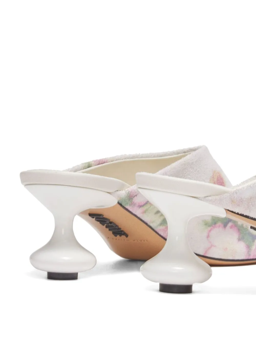 Loewe 45mm Floral Print Calf Leather Mules In Multi