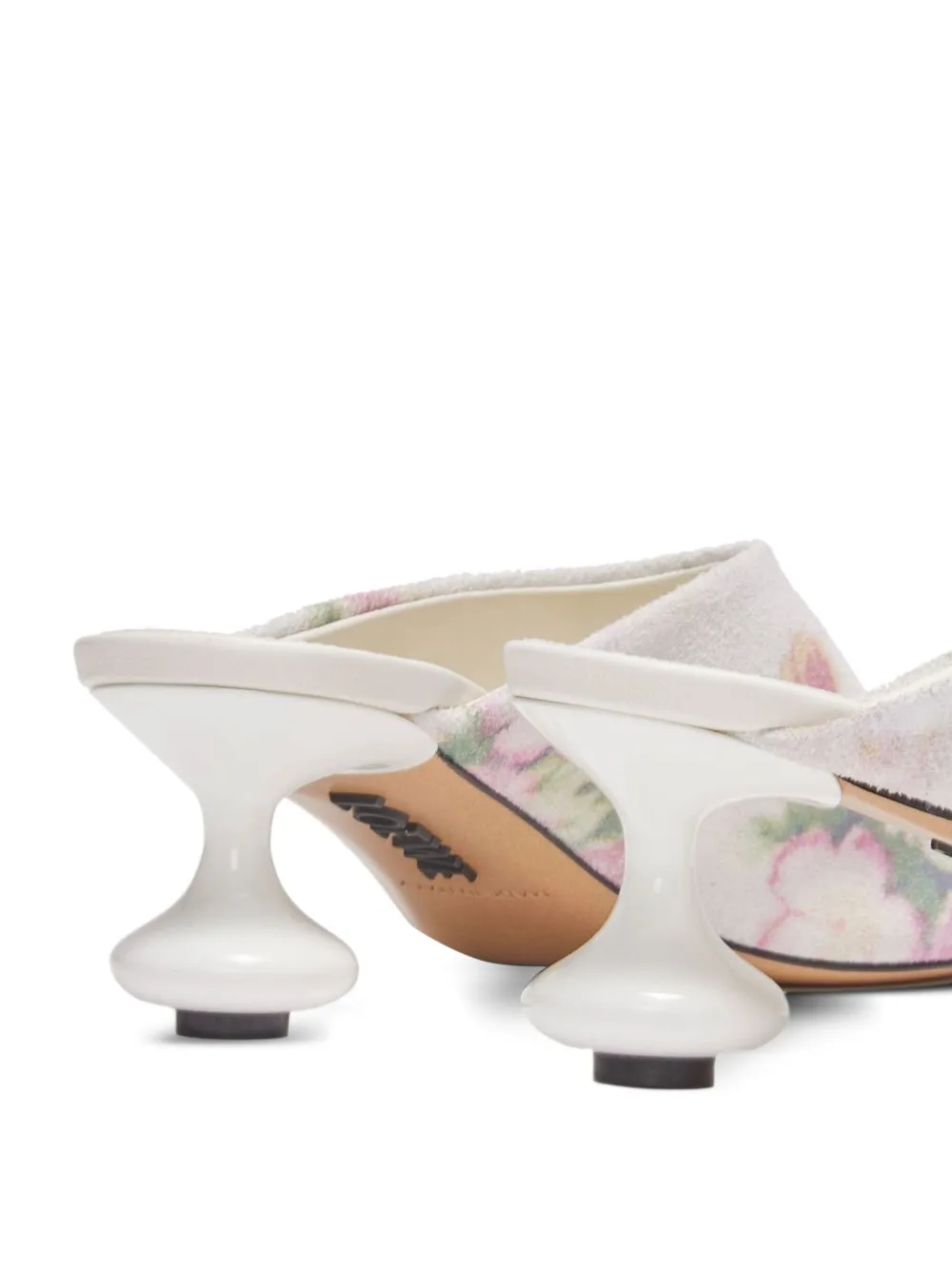 LOEWE 45mm floral print calf leather mules White