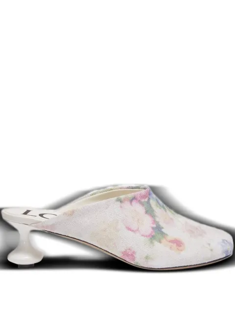 LOEWE 45mm floral print calf leather mules