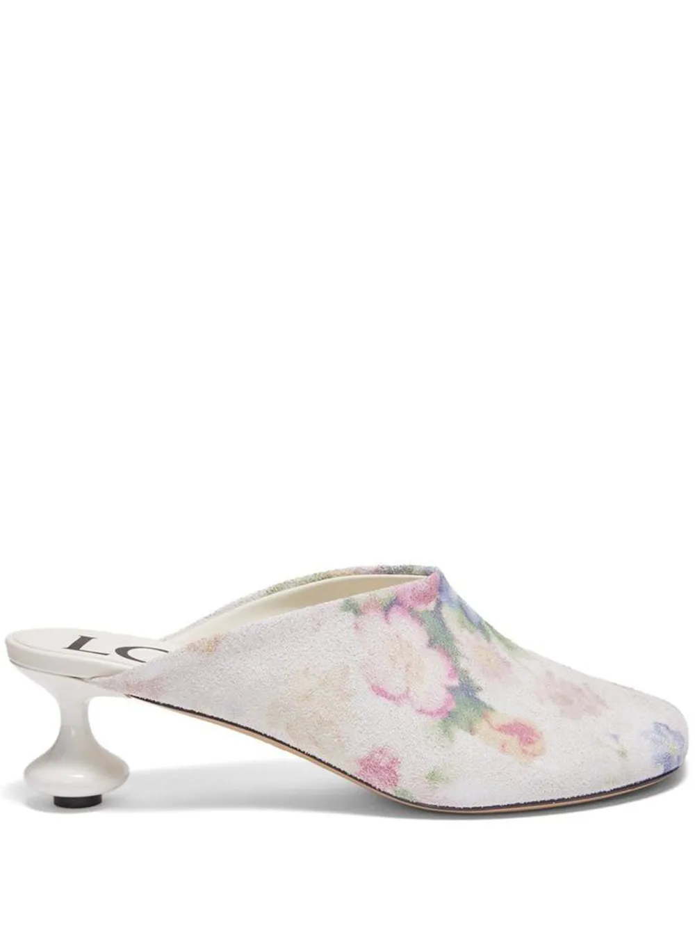 LOEWE 45mm floral print calf leather mules White