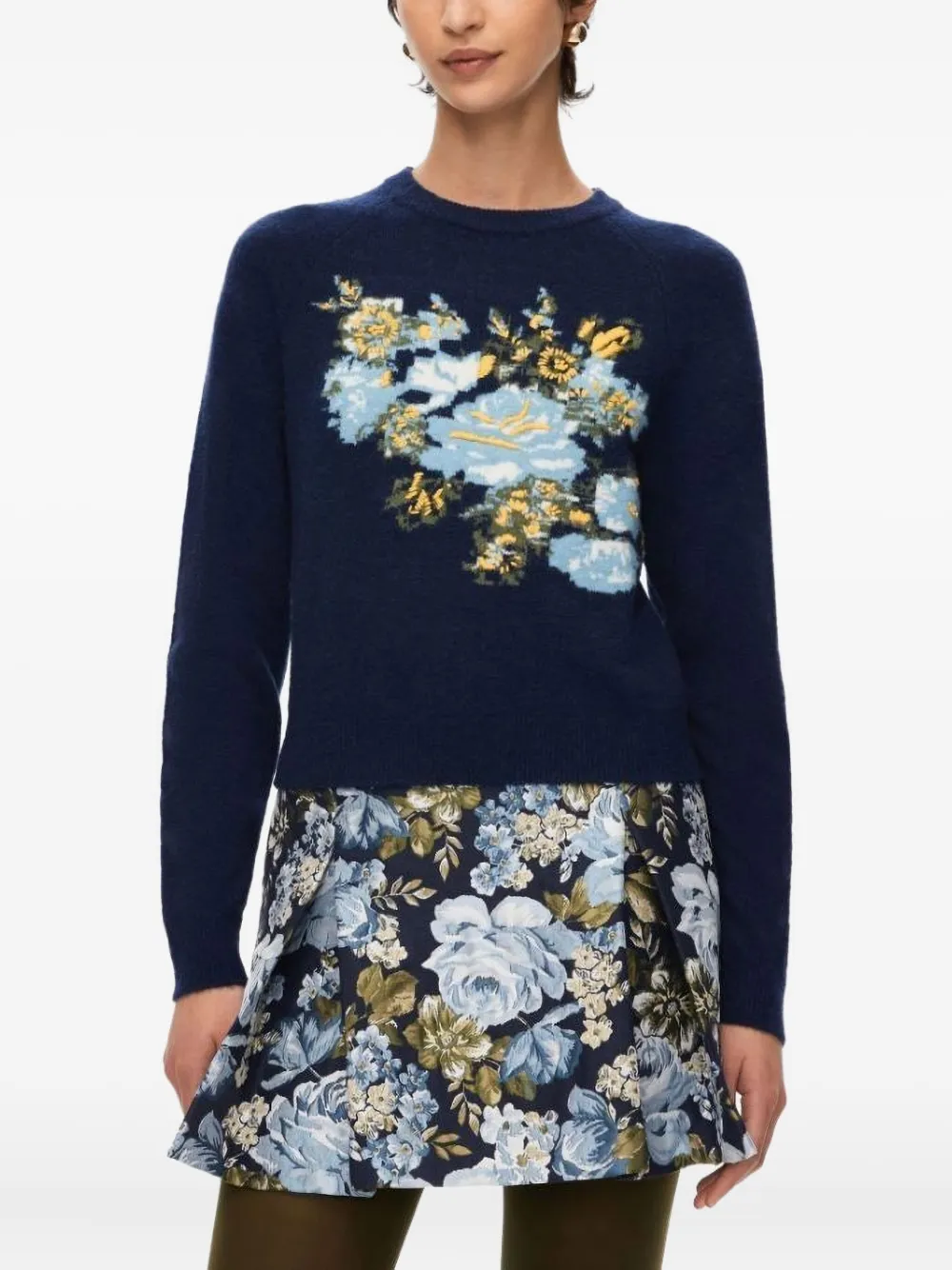 Iblues Floral-embroidered Sweater In Blue