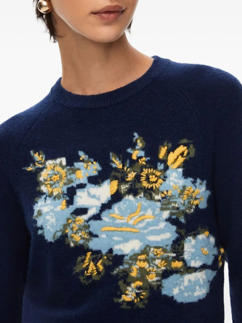 Iblues Floral-embroidered Sweater In Blue