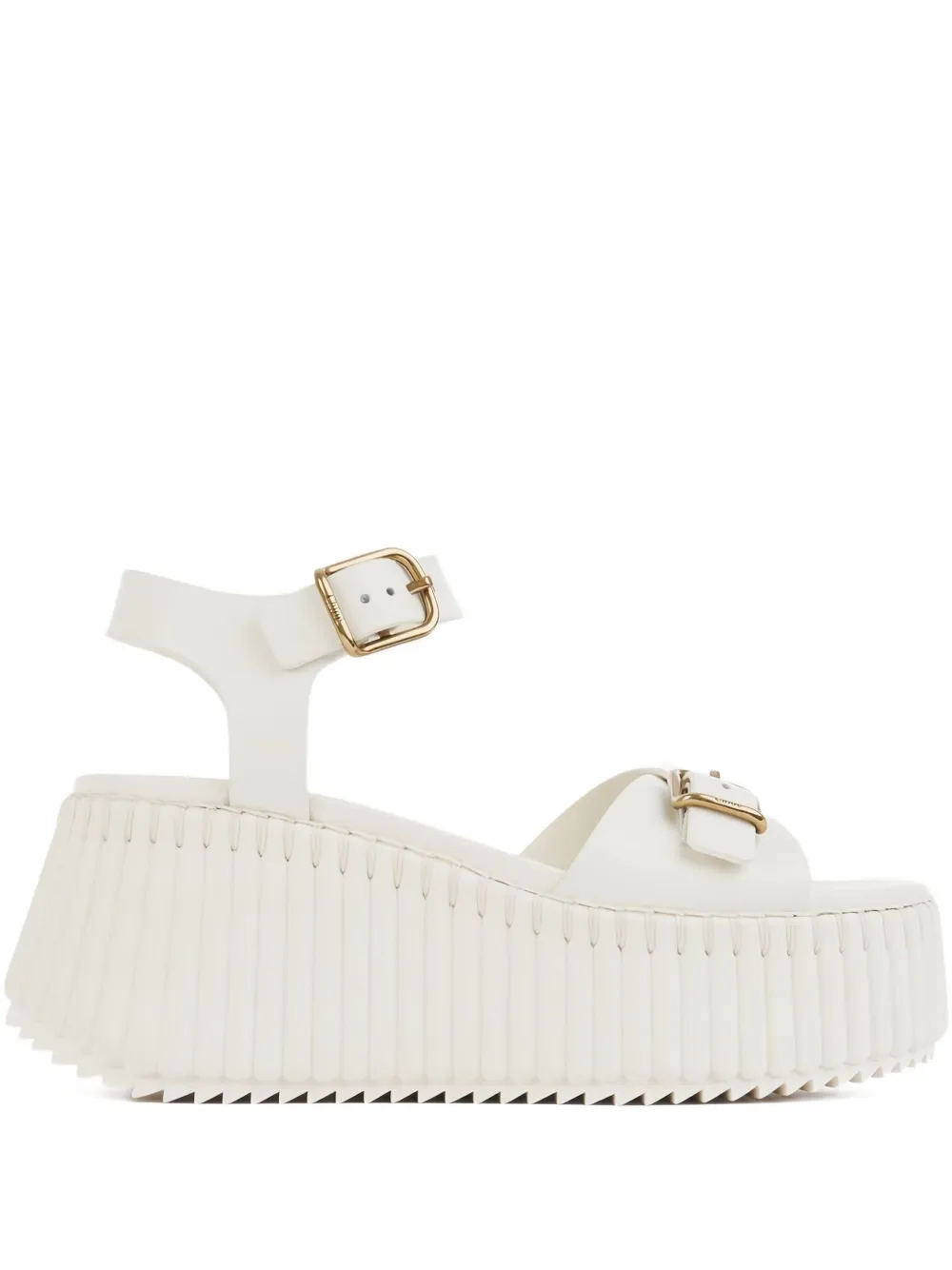 Chloé 80mm Buckle-fastening Platform Sandals In White