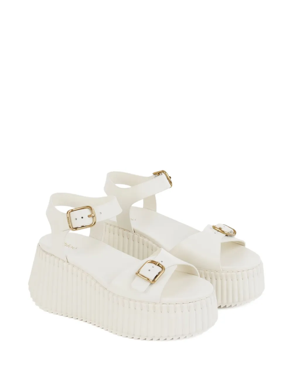 Chloé 80mm Buckle-fastening Platform Sandals In White