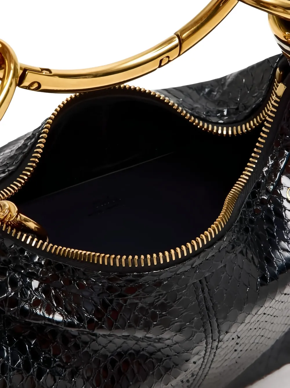 Chloé Ring-top Puff-faced Leather Shoulder Bag In Black