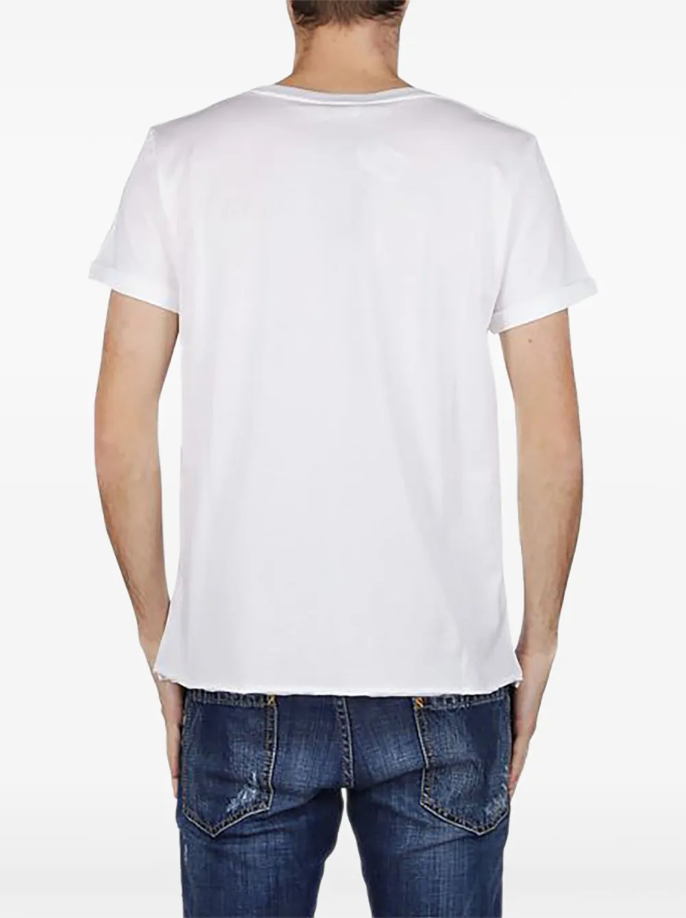 Saint Laurent Classic T-shirt met opgerolde manchetten Wit