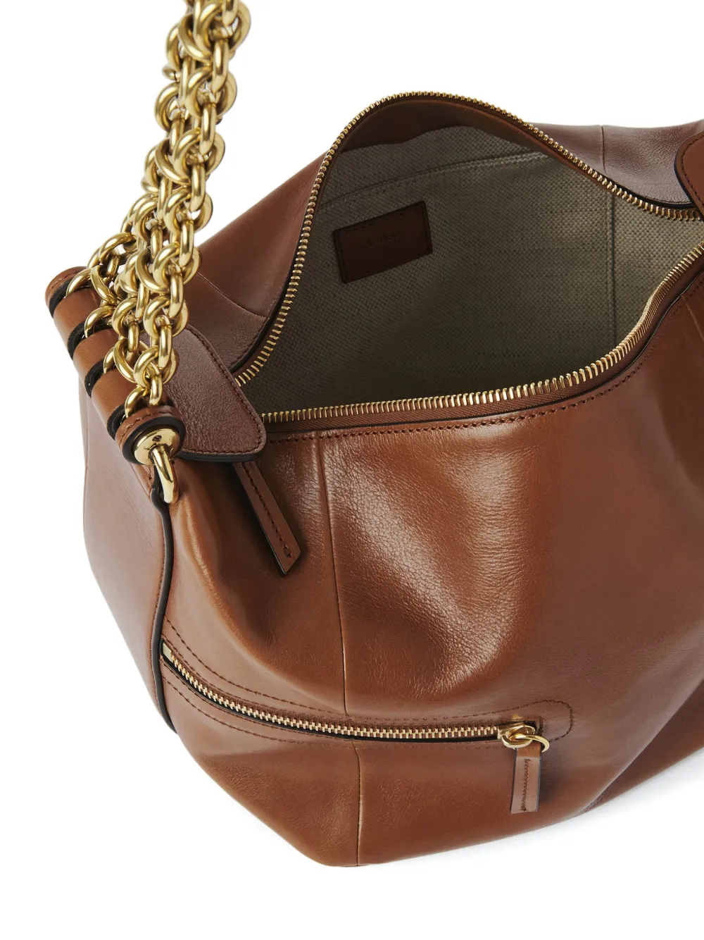 Chloé Leren tas met ketting afwerking Bruin
