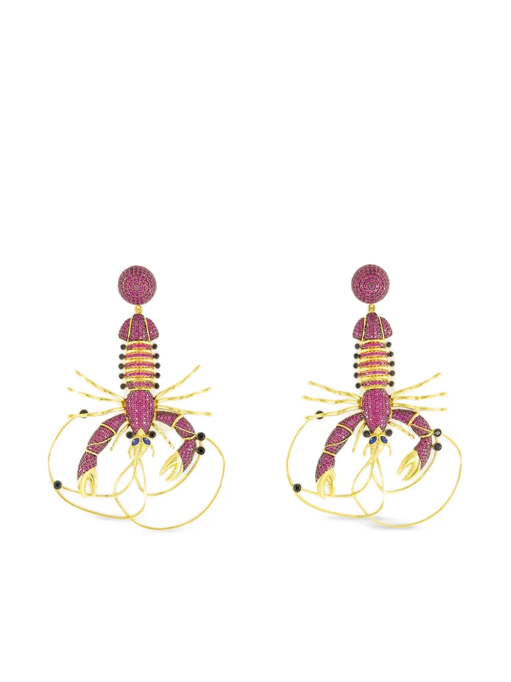 Begüm Khan crystal-embellished lobster earrings | Yellow | Image 1