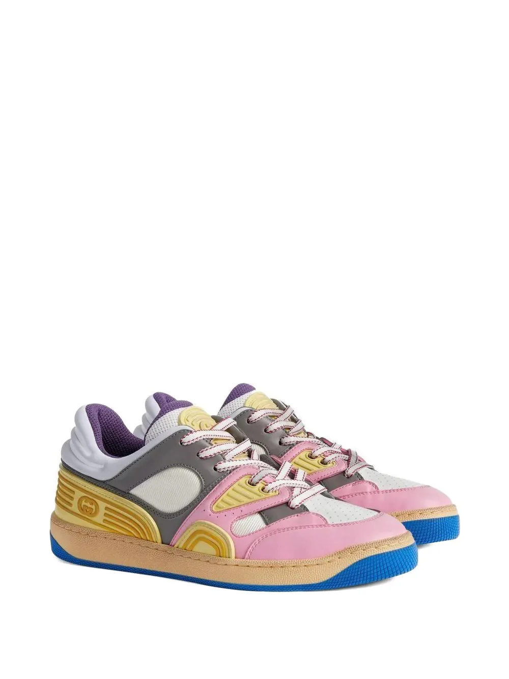 Gucci panelled leather sneakers - Roze