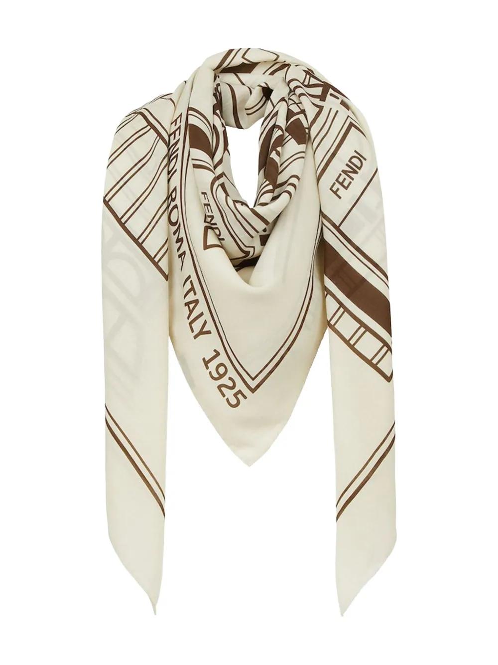 FENDI Sjaal met Palazzo in Roma-patroon Beige