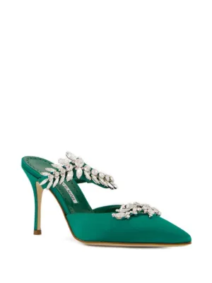 サンダル・ミュール Manolo Blahnik Lumada Fabio 050 Mule Green Manolo Blahnik Lumada Fabio 050 Mule Blue Silk ref.1594847
