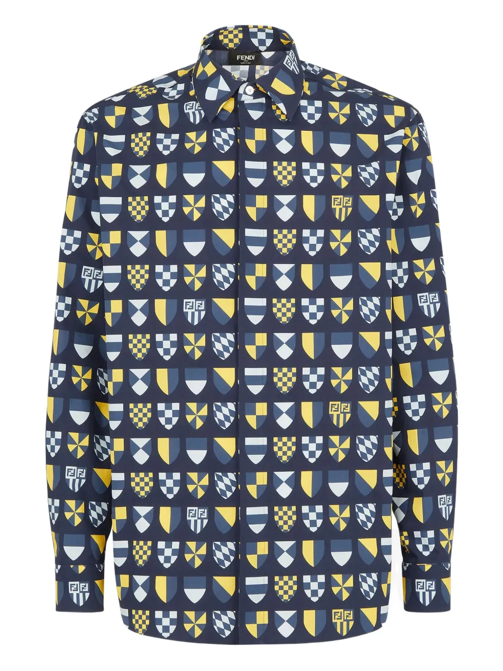 FENDI crest-print shirt Blauw