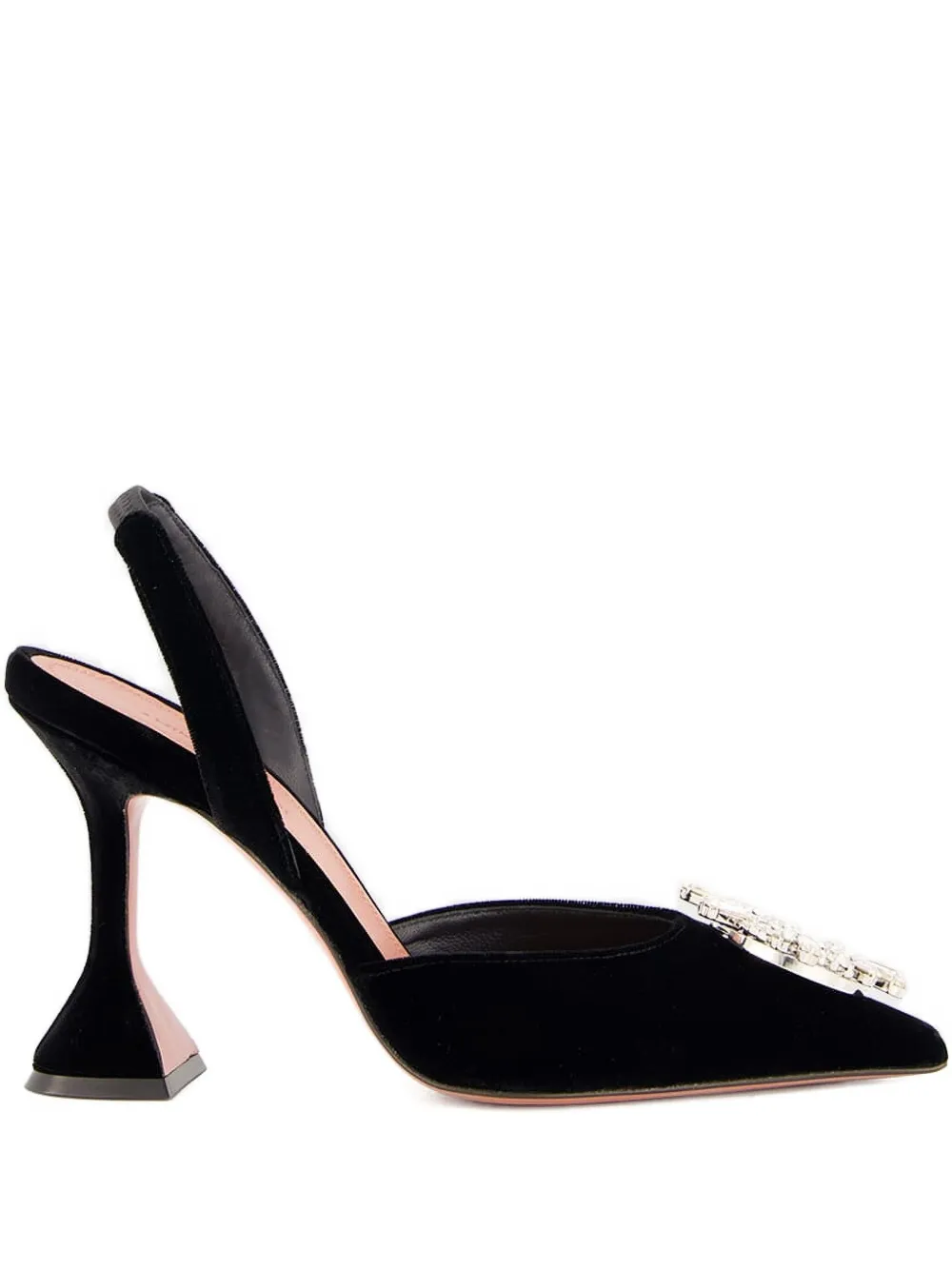 Amina Muaddi 95mm embellished slingback heeled pumps Black