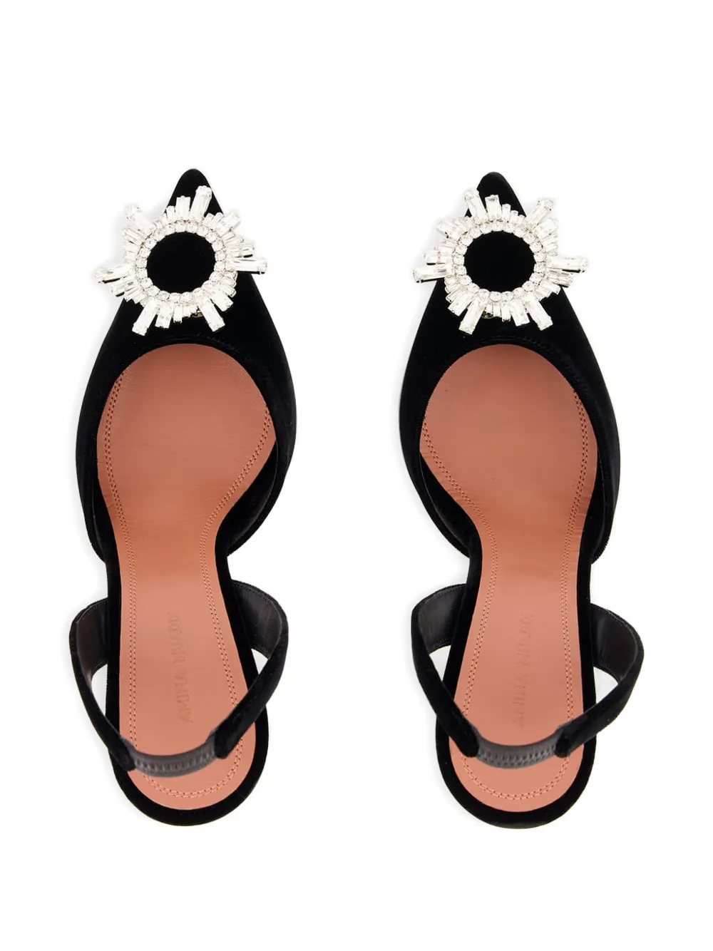 Amina Muaddi 95mm embellished slingback heeled pumps Black