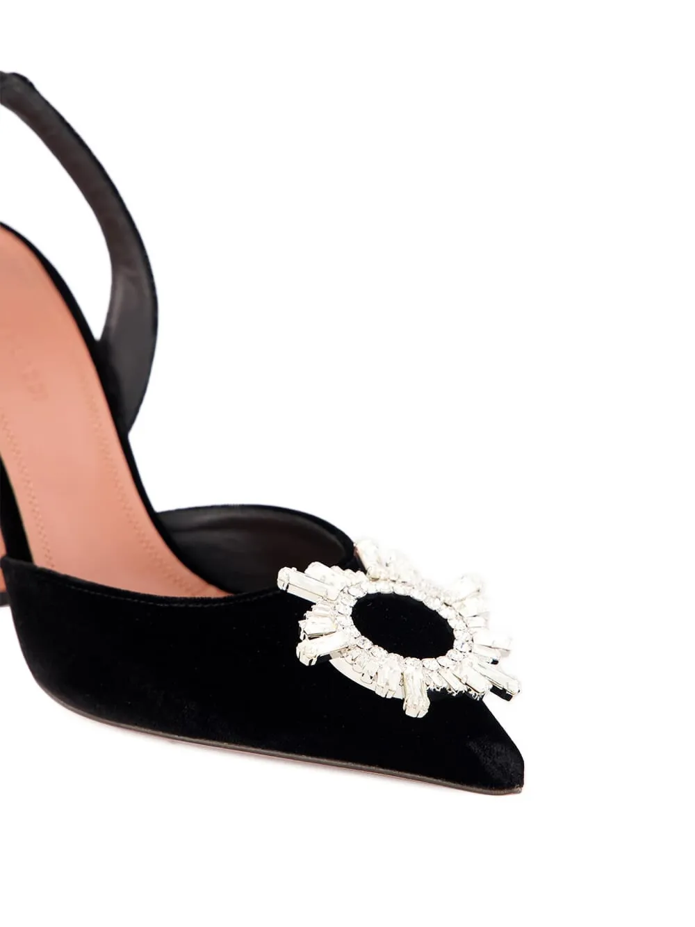 Amina Muaddi 95mm embellished slingback heeled pumps Black