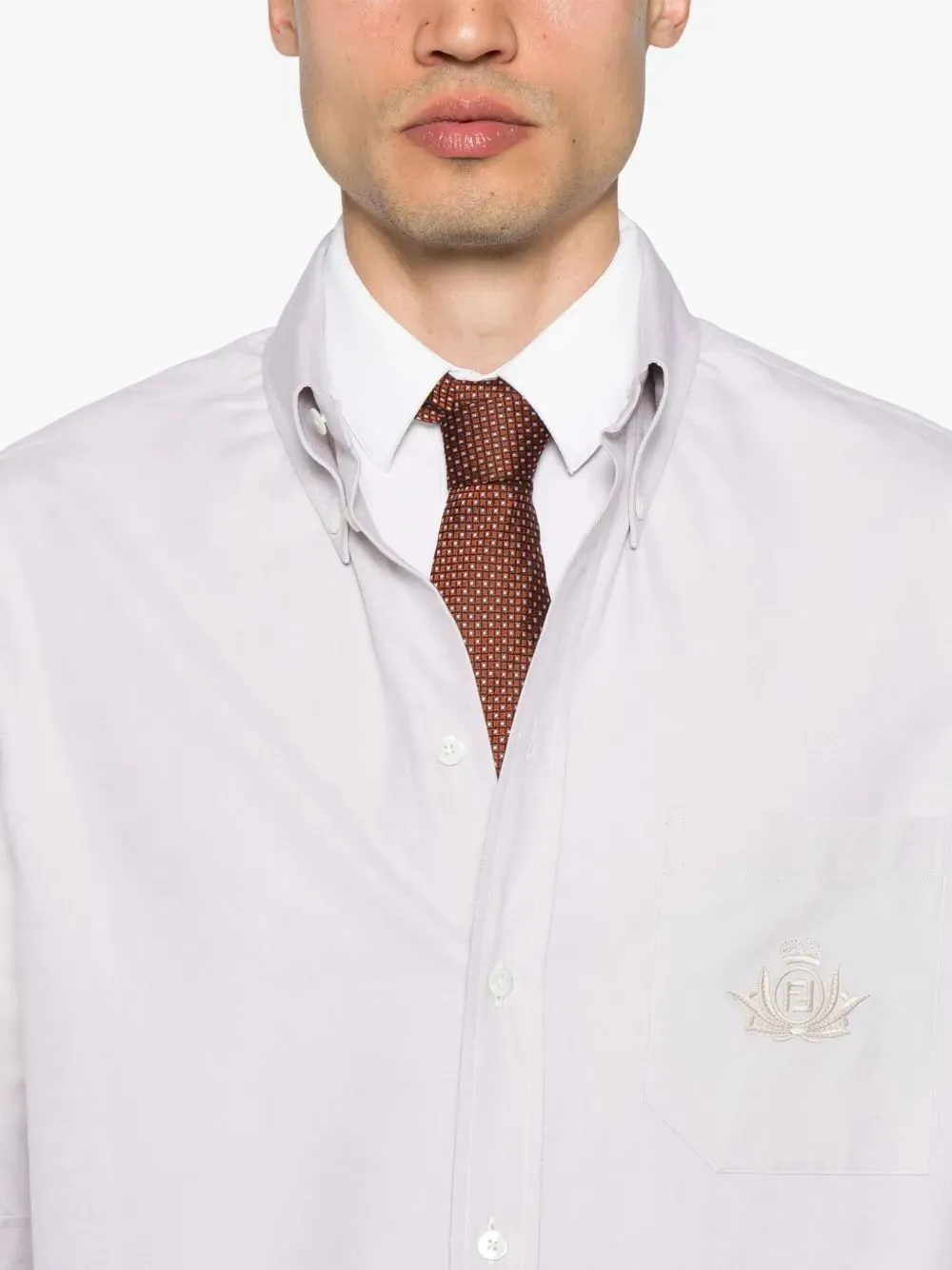Fendi Embroidered-pocket Short-sleeve Shirt In White