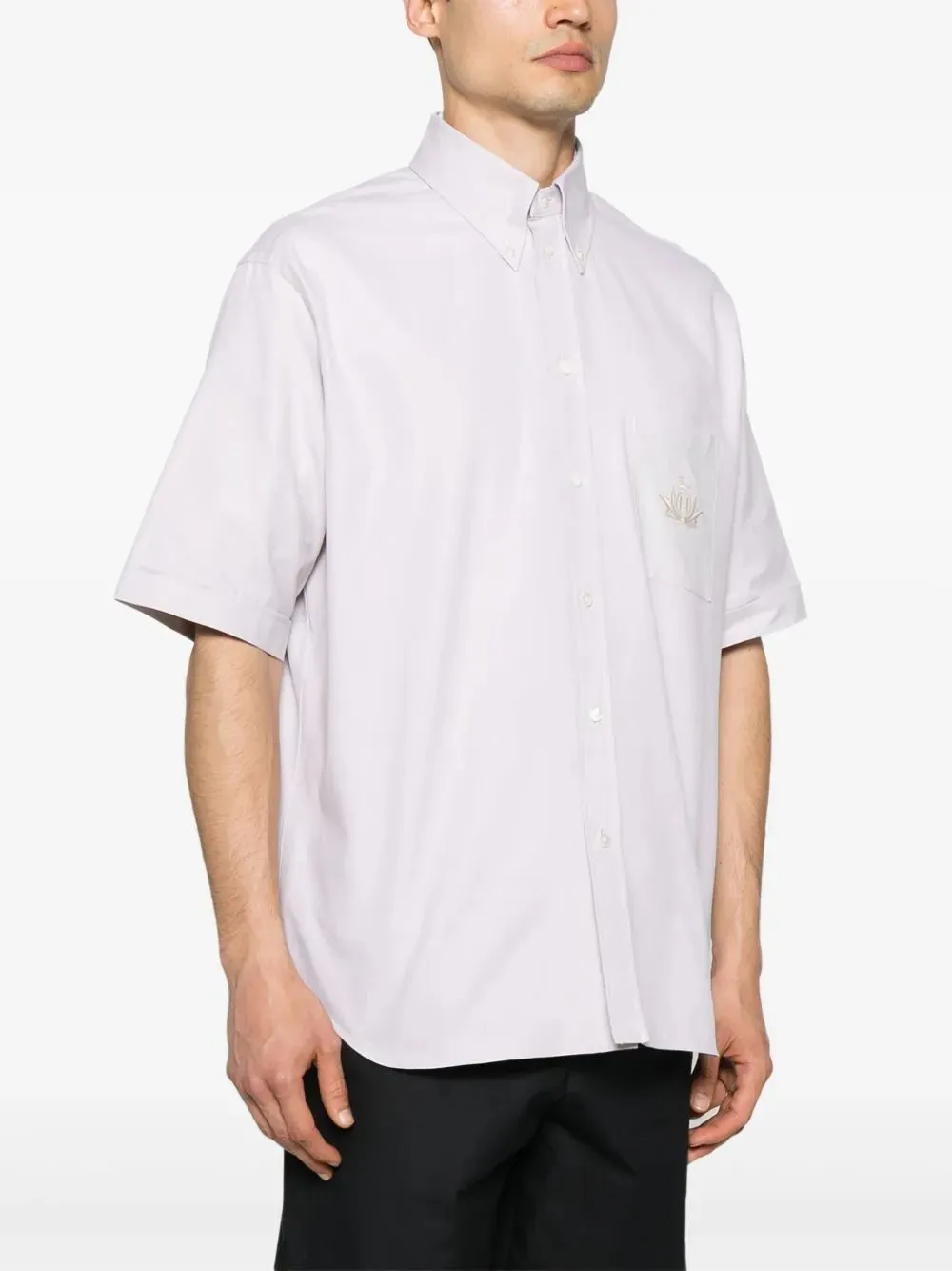 Fendi Embroidered-pocket Short-sleeve Shirt In White