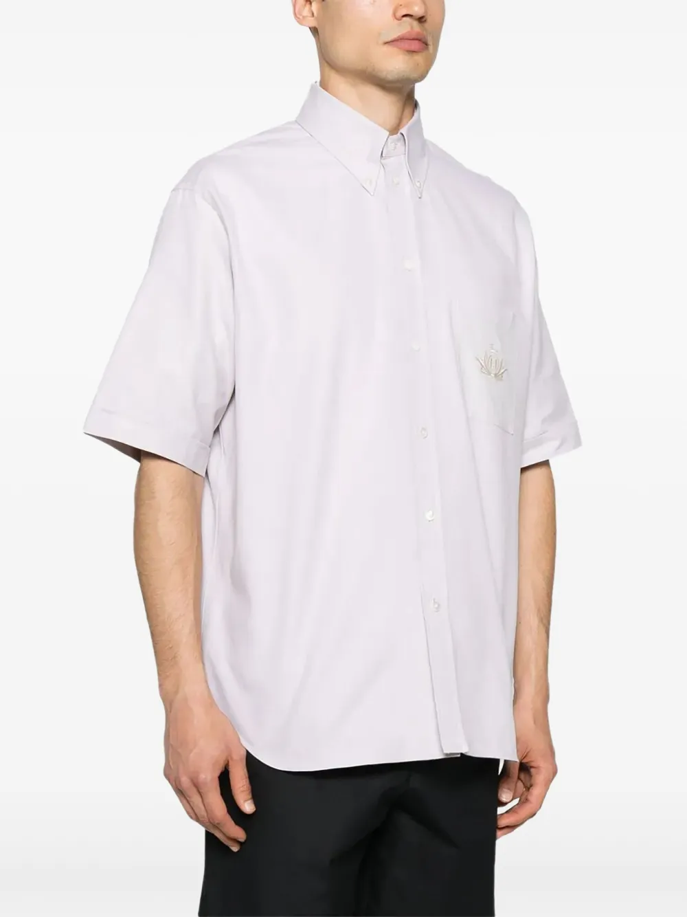 FENDI Overhemd met geborduurde zak en korte mouwen - Beige
