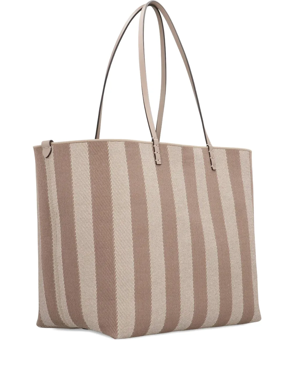 Fendi Large Roll Striped Tote Bag In Gray
