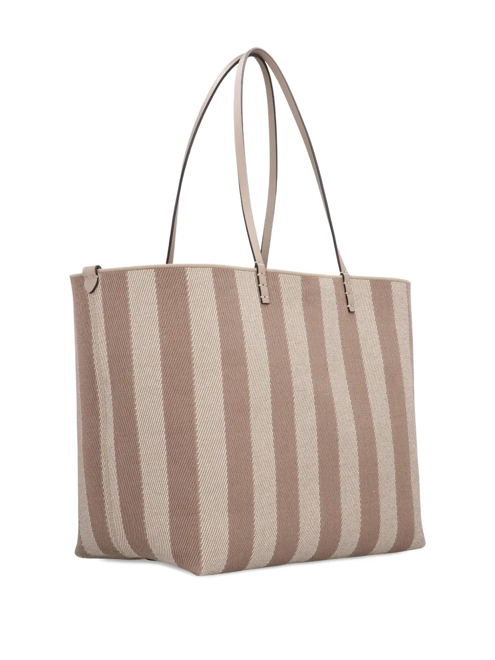 Fendi Large Roll Striped Tote Bag In Gray