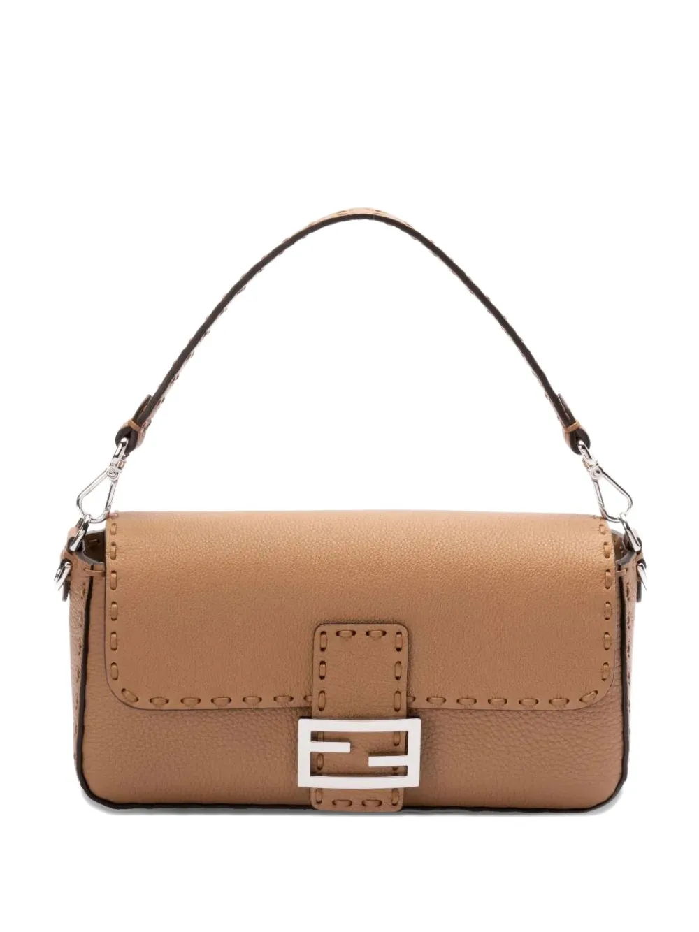FENDI small Fendi Baguette stitched leather shoulder bag | Brown | Image 1