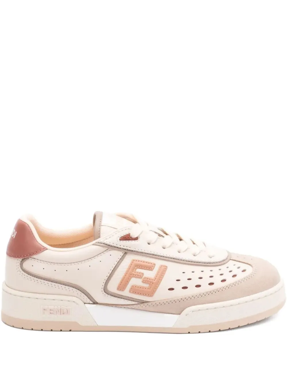 FENDI Match leather sneakers Neutrals