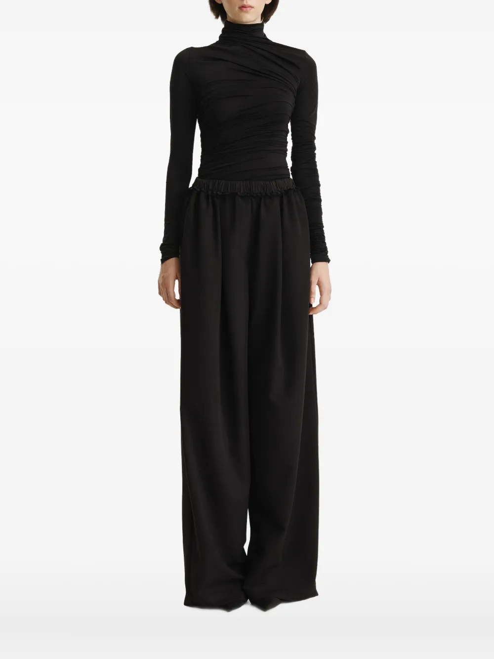 2310 Studio Draped High-neck Top In Black