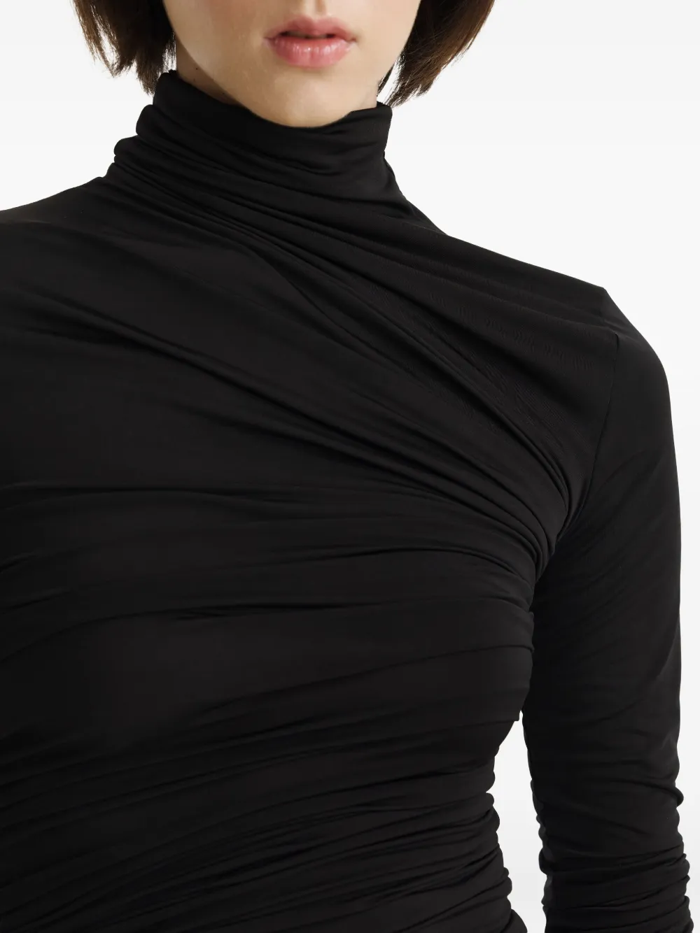 2310 Studio Draped High-neck Top In Black