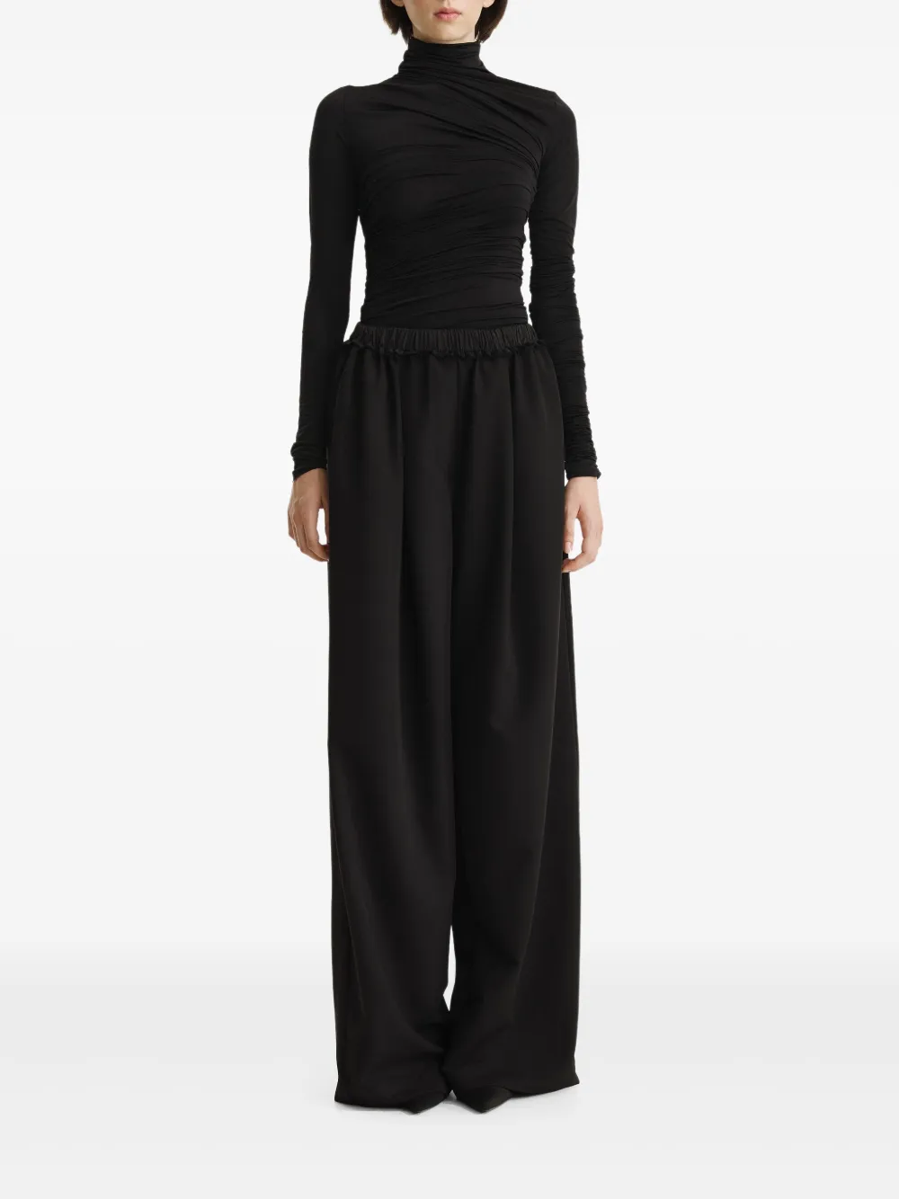 2310 STUDIO draped high-neck top | Black | Image 1