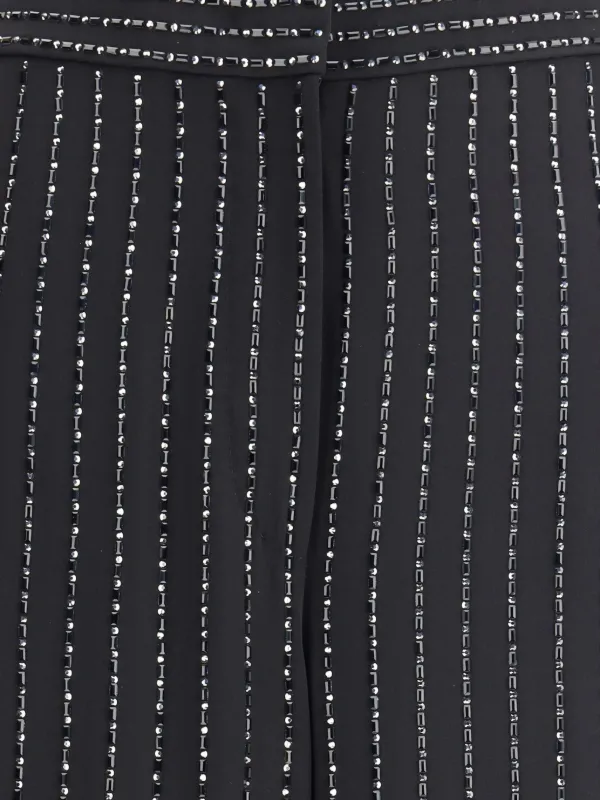 Giorgio Armani sequin-embellished Pinstripe Trousers | Black