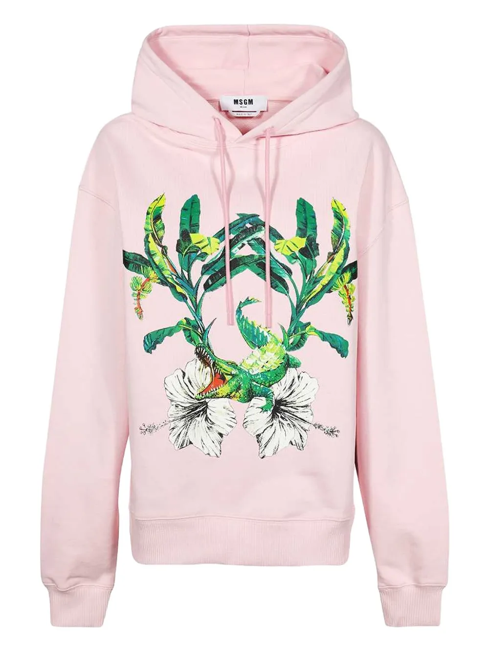 MSGM crocodile-print cotton hoodie Roze