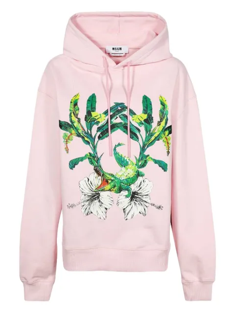 MSGM crocodile-print cotton hoodie