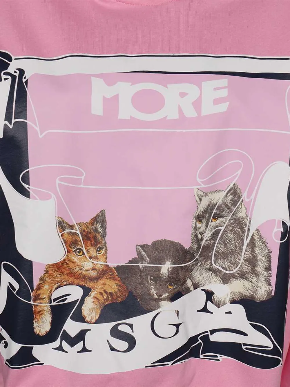 Msgm Cat-print Hoodie In Pink