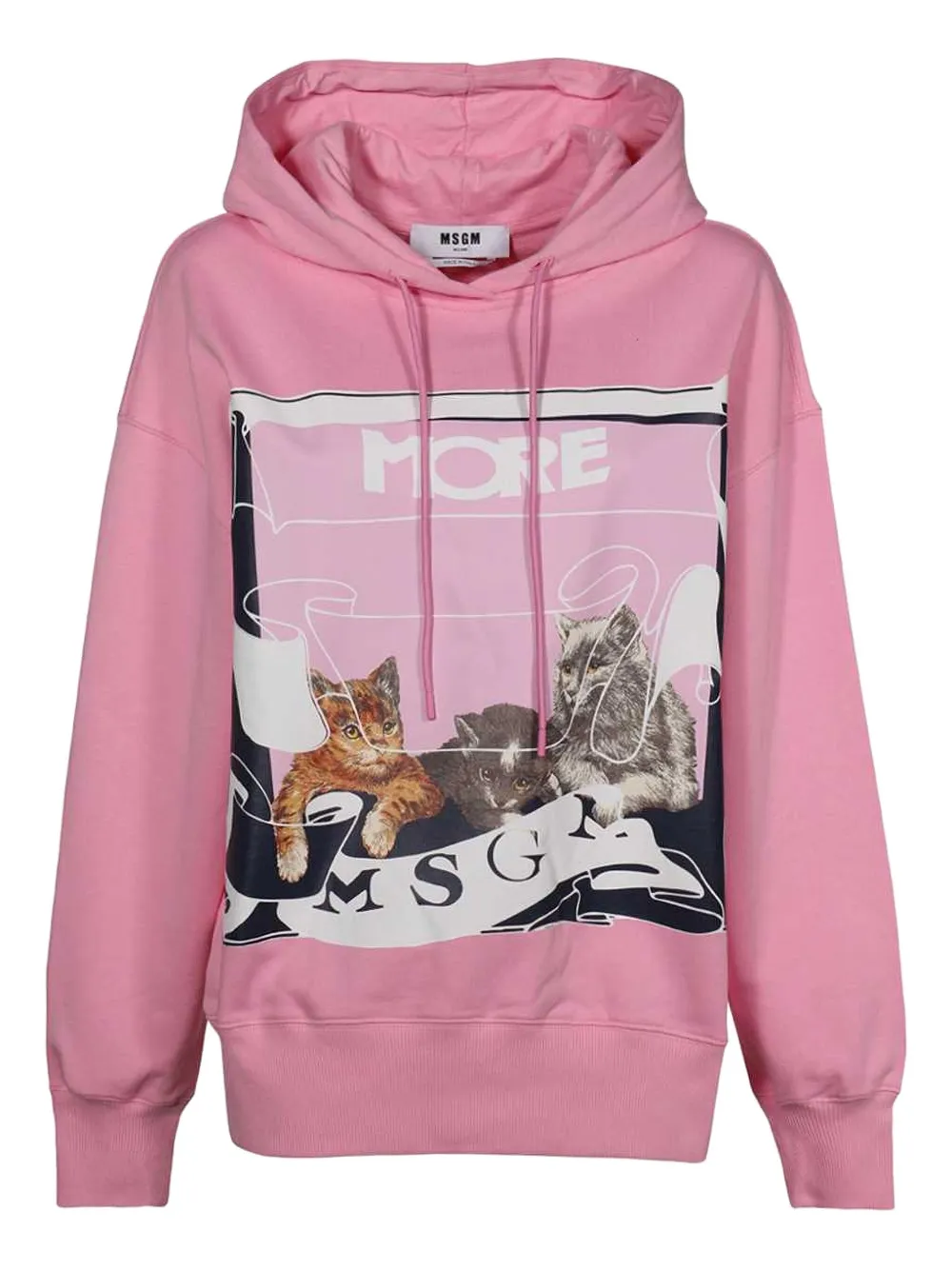 Msgm Cat-print Hoodie In Pink