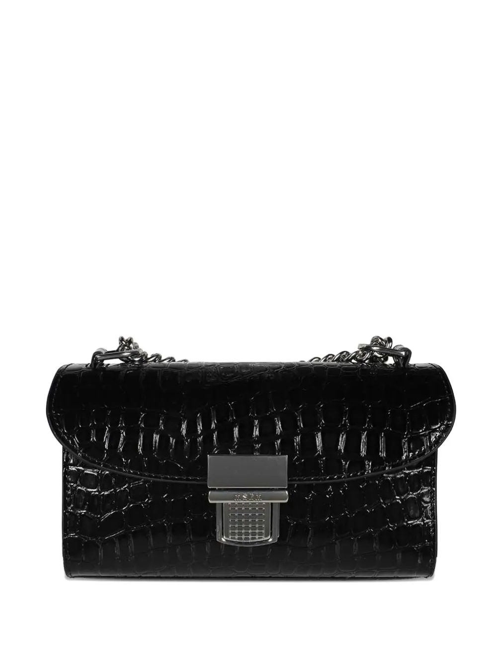 MSGM crocodile-effect chain cross body bag Zwart