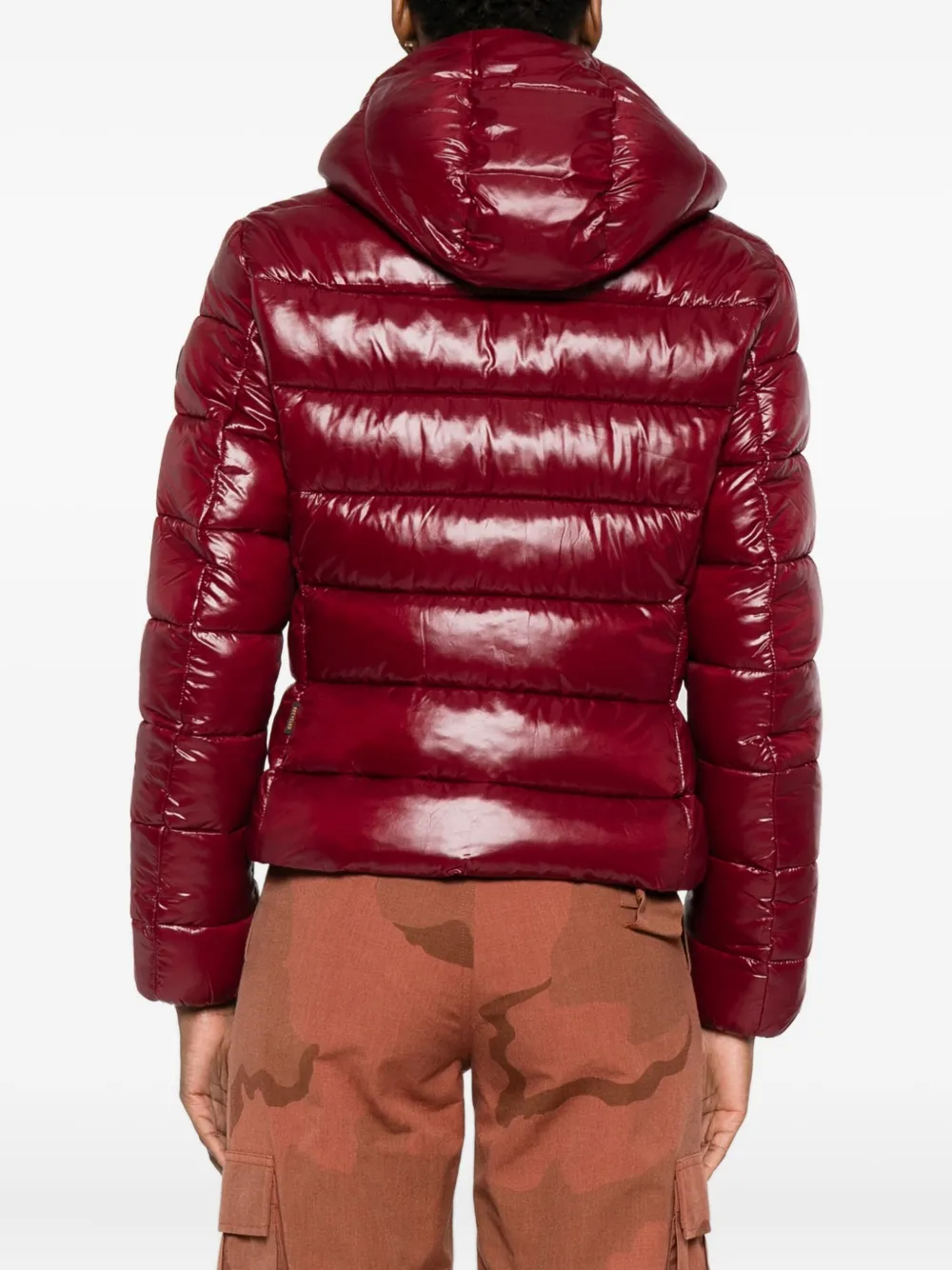 Save The Duck Cropped Puffer-style Jacket With High Collar In Red