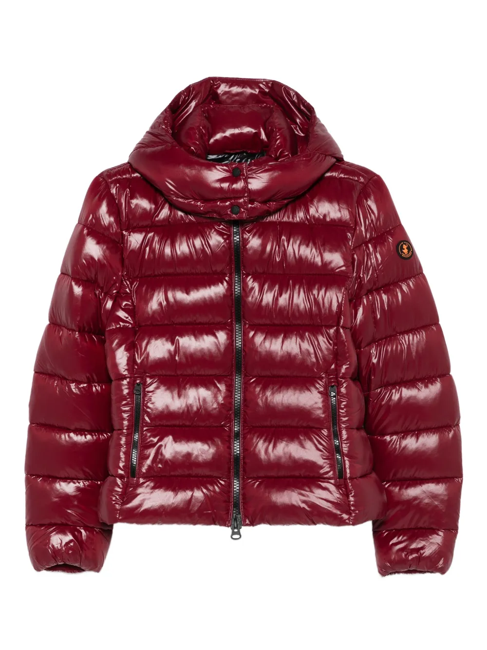 Save The Duck Cropped Puffer-style Jacket With High Collar In Red