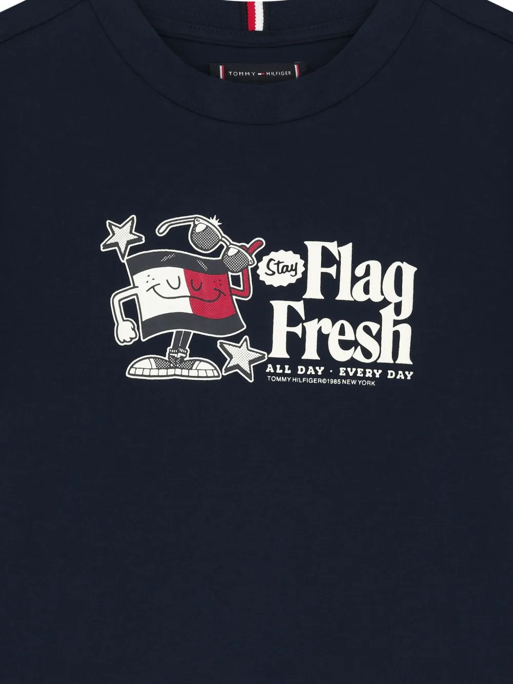 Tommy Hilfiger Junior Flag-print Slogan T-shirt In Blue