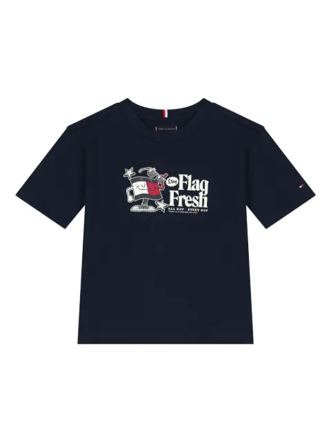 Tommy Hilfiger Junior flag-print slogan T-shirt