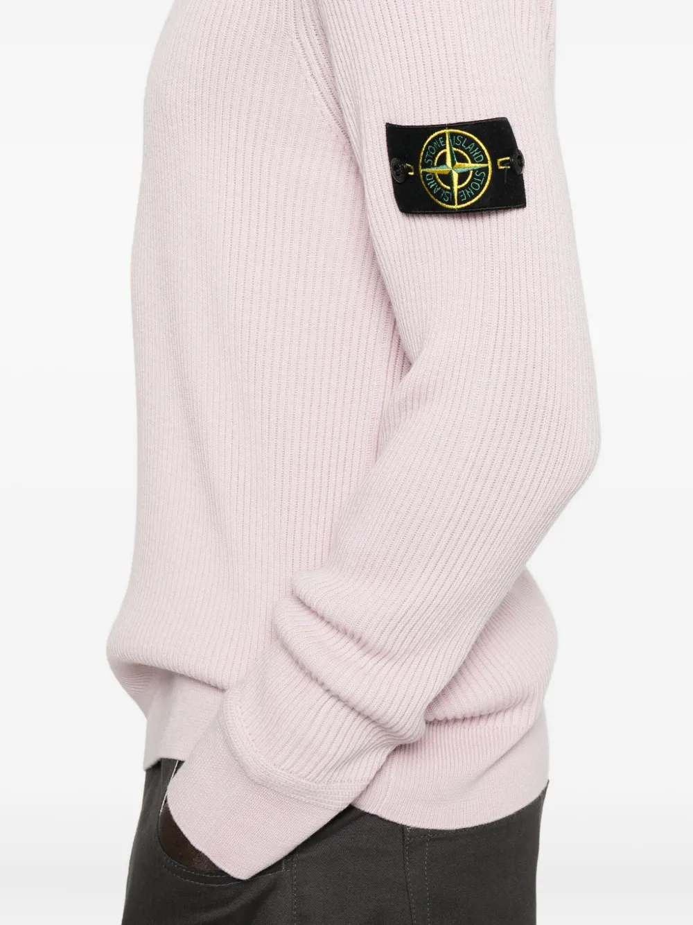 Stone Island Pink 5100053 Full Rib Rws Wool Sweater In Pink