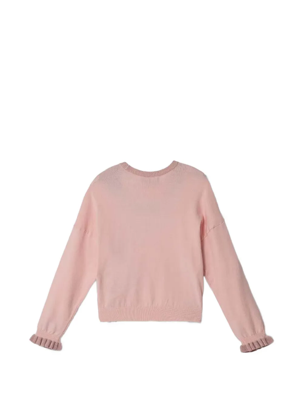 Emporio Ar i Kids intarsia-knit logo ruffled sweater Roze