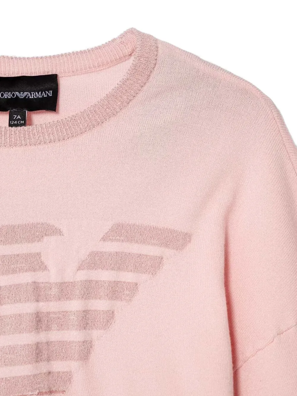 Emporio Armani Kids intarsia-knit logo ruffled sweater Roze