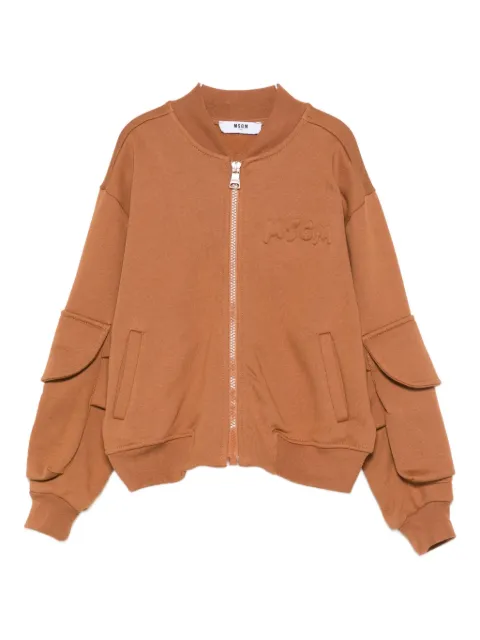 MSGM Kids chamarra bomber con bolsillo de parche