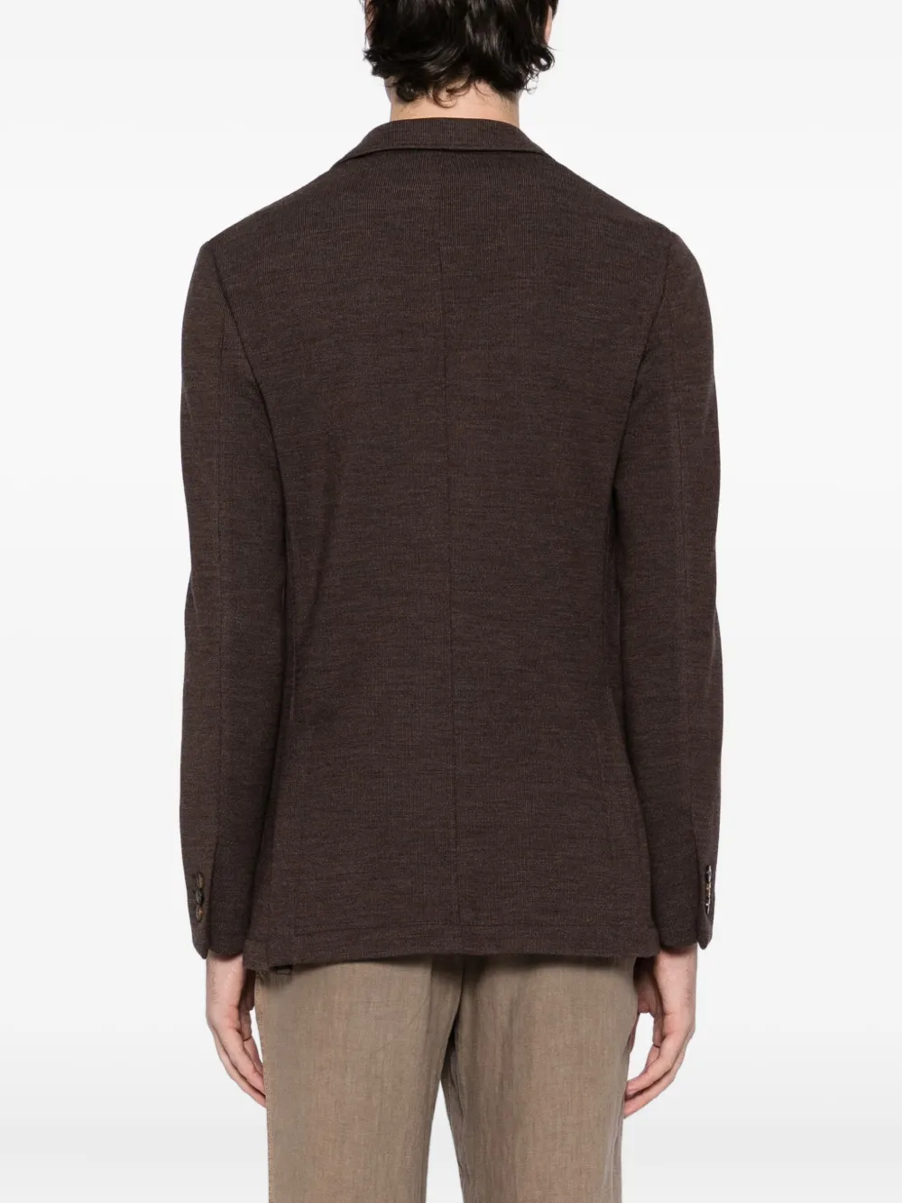 Canali Single-breasted Knitted Blazer In Brown