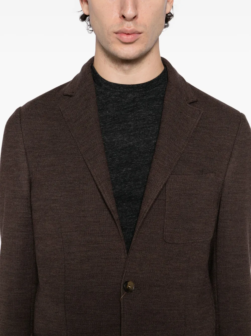 Canali Single-breasted Knitted Blazer In Brown