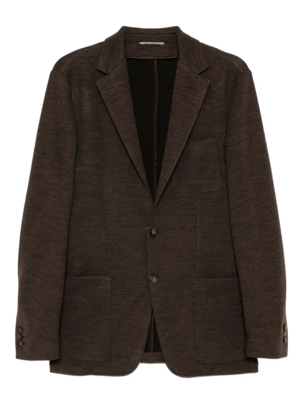 Canali Single-breasted Knitted Blazer in Brown