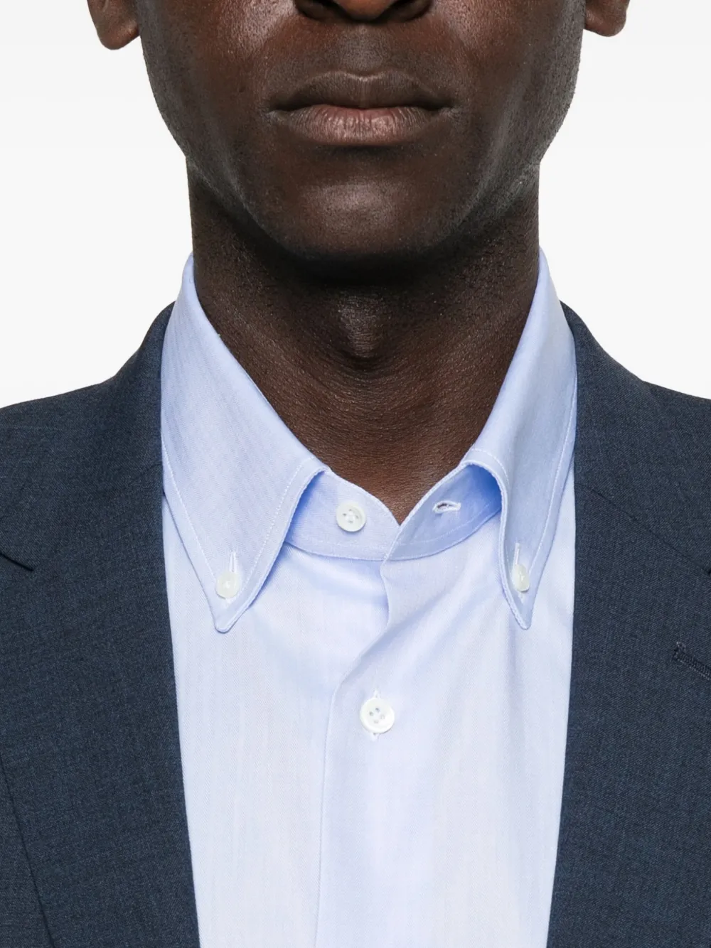 Mazzarelli Button-down Long-sleeved Shirt In Blue