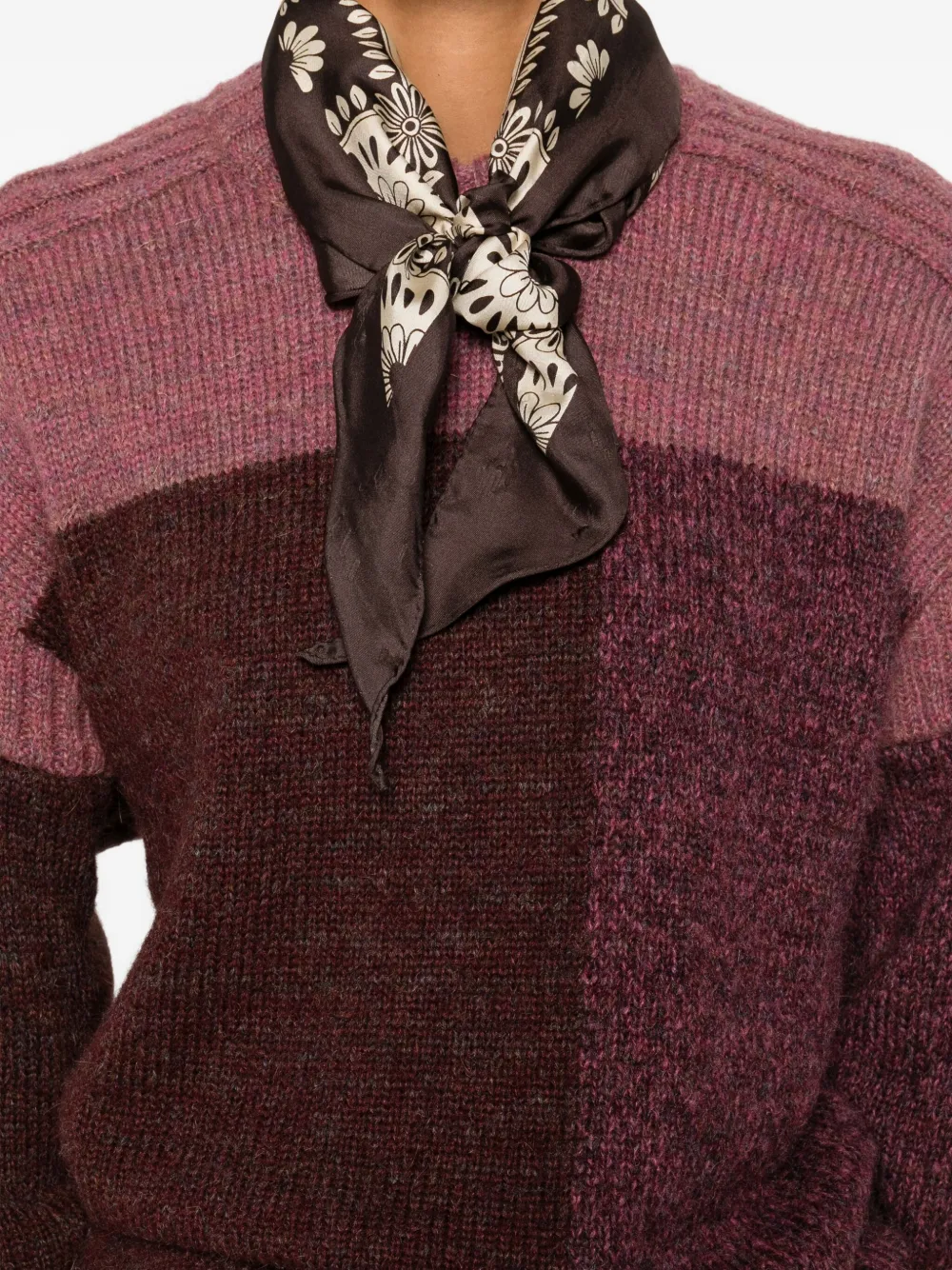 Isabel Marant Étoile Colour-block Ribbed Sweater In Burgundy