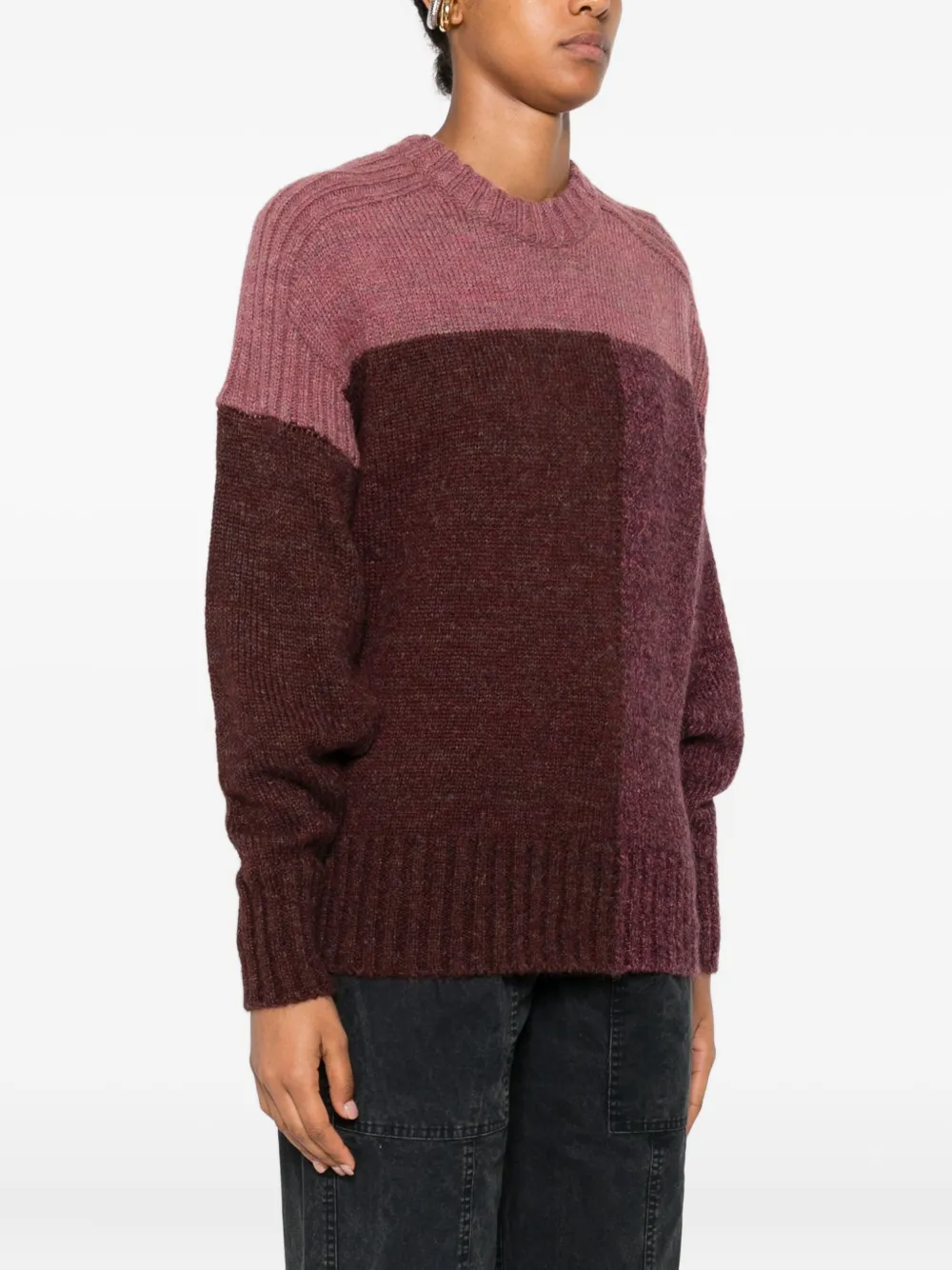 Isabel Marant Étoile Colour-block Ribbed Sweater In Burgundy