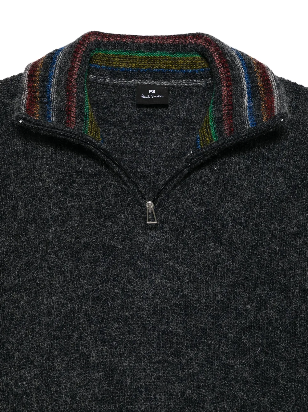 Ps By Paul Smith Half-zip Striped-collar Sweater In Gray